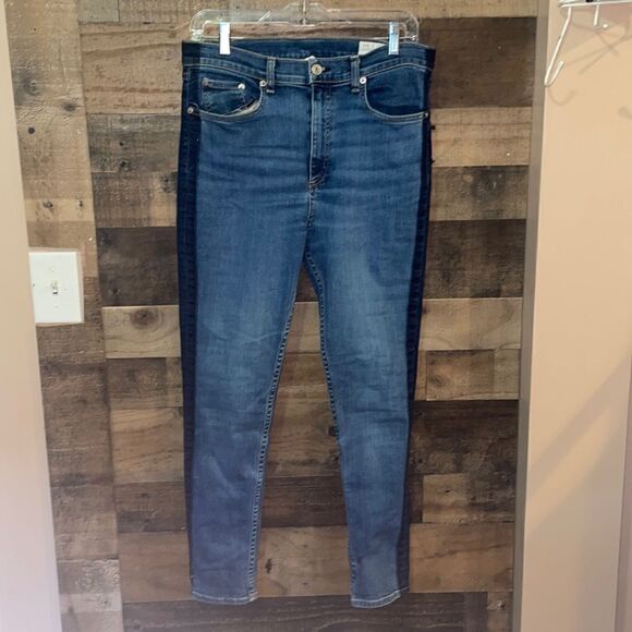 Rag & Bone High Rise Skinny Indigo Tux Side Stripe Jeans - Picture 3 of 12